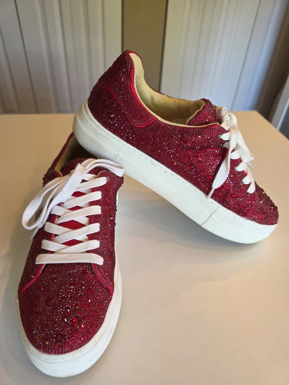 Betsey Johnson Sidny Rhinestone Platform Sneaker - Size 7.5